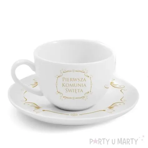 zestaw filizanka ze spodkiem komunia ornament bgtech 190 ml