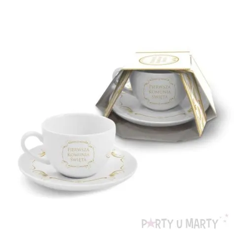 zestaw filizanka ze spodkiem komunia ornament bgtech 190 ml