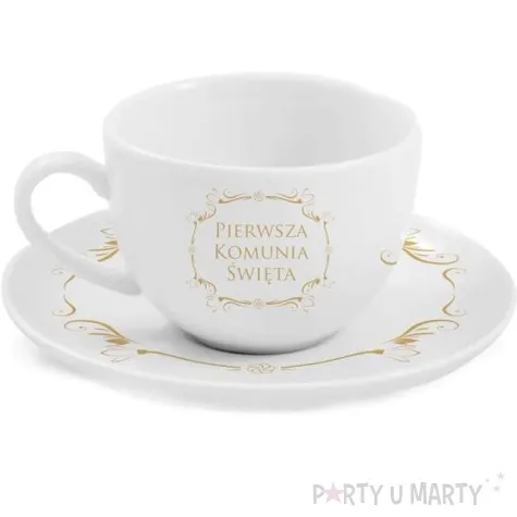 zestaw filizanka ze spodkiem komunia ornament bgtech 220 ml