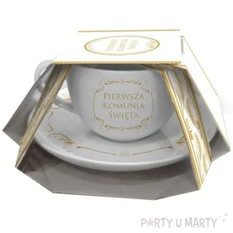 zestaw filizanka ze spodkiem komunia ornament bgtech 220 ml