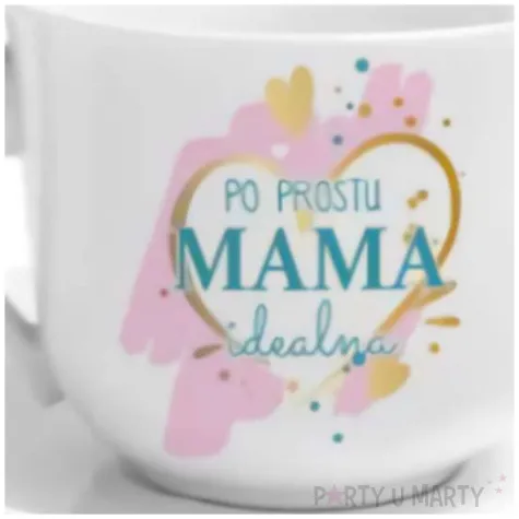 zestaw filizanka ze spodkiem po prostu mama idealna biala bgtech 400 ml