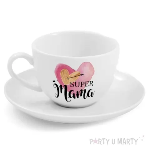 zestaw filizanka ze spodkiem super mama bgtech 190 ml