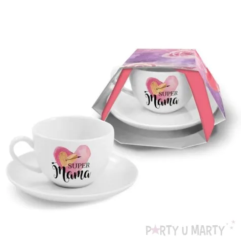 zestaw filizanka ze spodkiem super mama bgtech 190 ml