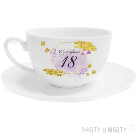 zestaw filizanka ze spodkiem z dedykacja 18 biala bgtech 250 ml