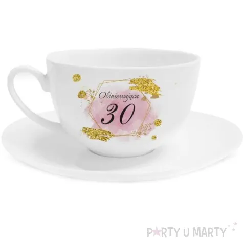 zestaw filizanka ze spodkiem z dedykacja 30 biala bgtech 250 ml