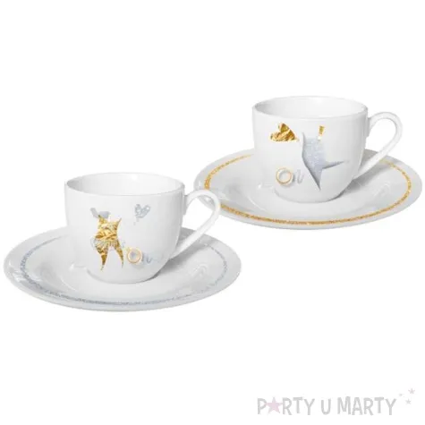 zestaw filizanki para mloda bialy bgtech 100 ml 2 szt