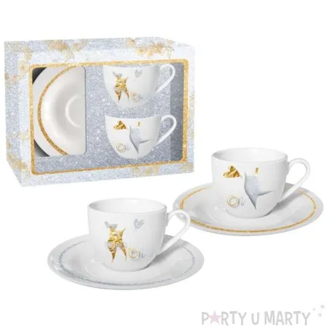 zestaw filizanki para mloda bialy bgtech 100 ml 2 szt