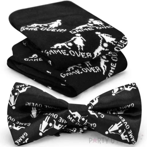 zestaw game over mucha i skarpetki czarno biale bgtech