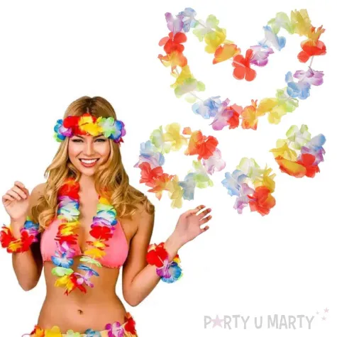zestaw hawaje opaski wianek wielokolorowy kraszek