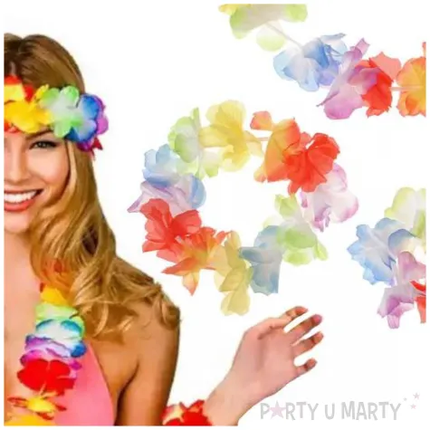 zestaw hawaje opaski wianek wielokolorowy kraszek