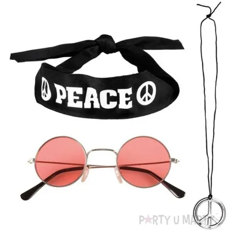 zestaw hipis okulary opaska naszyjnik boland