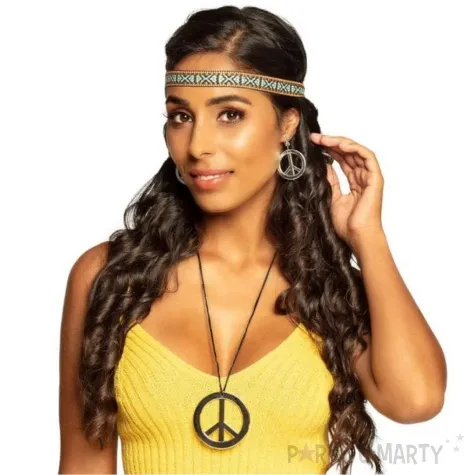 zestaw hipis opaska kolczyki naszyjnik boland