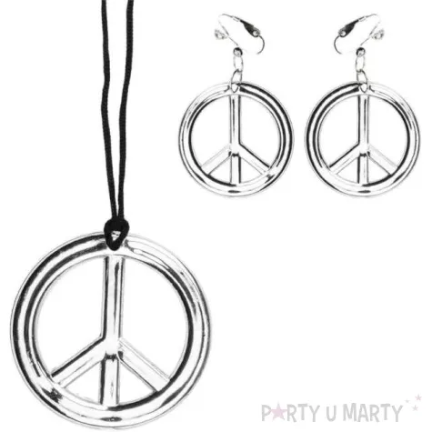 zestaw hipis pacyfka kolczyki i naszyjnik boland