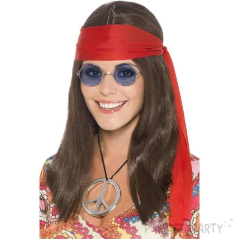 zestaw hipis peruka okulary medalion chusta mix smiffys
