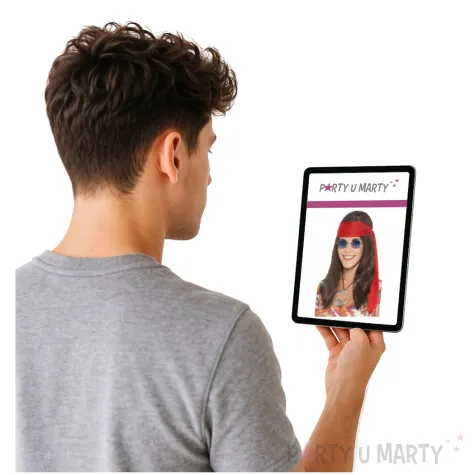 zestaw hipis peruka okulary medalion chusta mix smiffys