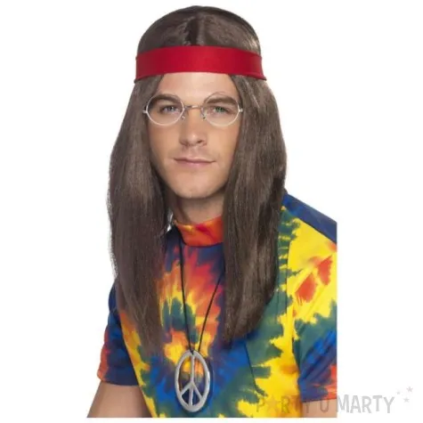 zestaw hipis peruka okulary medalion opaska mix smiffys