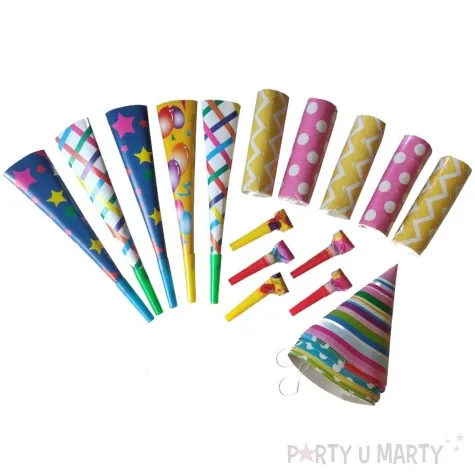 zestaw imprezowe czapeczki i trabki mix arpex 25 szt