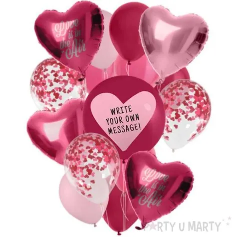 zestaw imprezowy love butla z helem mix balonow wstazka folat