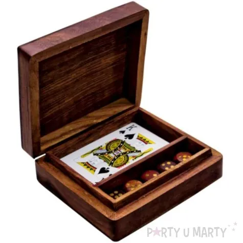 zestaw karty i kosci do gry w pudelku kemis