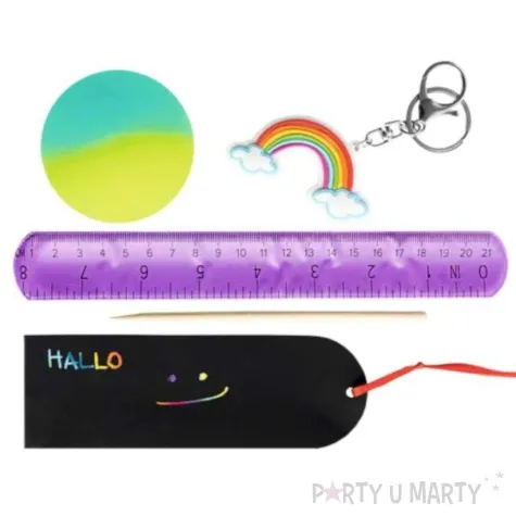 zestaw kauczuk linijka breloczek zawieszka fioletowy amscan 4 szt