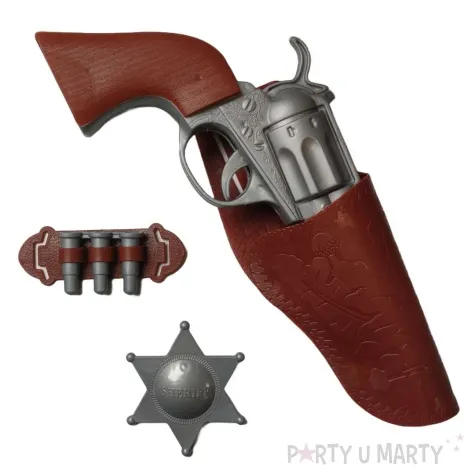 zestaw kowboj rewolwer kabura odznaka brazowy tropic