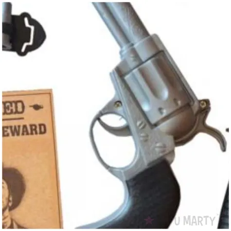 zestaw kowboj rewolwer noz odznaka list gonczy czarny partytino