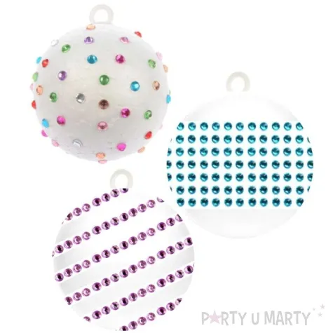 zestaw kreatywny bombki styropianowe i cyrkonie fioletowy j arpex 3 szt