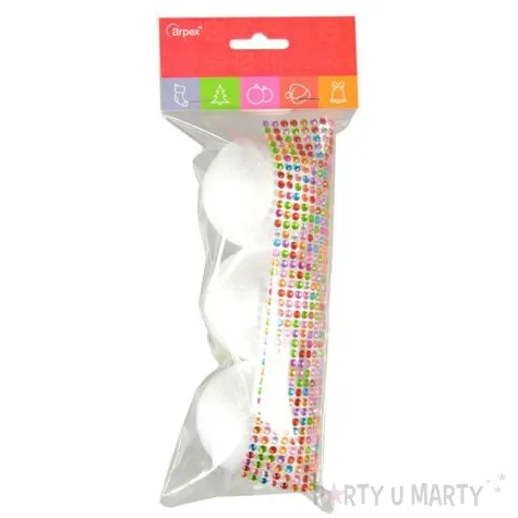 zestaw kreatywny bombki styropianowe i cyrkonie mix arpex 3 szt