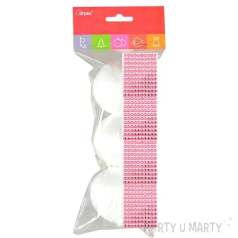 zestaw kreatywny bombki styropianowe i cyrkonie rozowy j arpex 3 szt