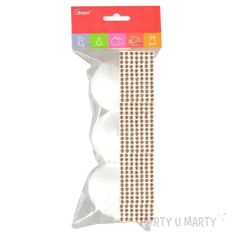 zestaw kreatywny bombki styropianowe i cyrkonie zloty arpex 3 szt