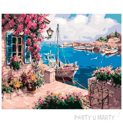 zestaw kreatywny do malowania po numerach morze przystan obraz diy 50 x 40 cm