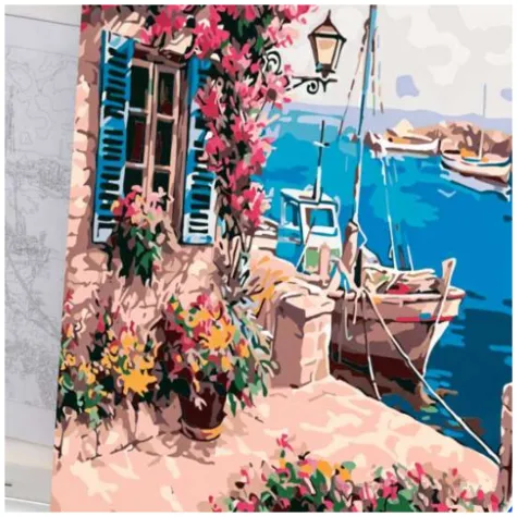 zestaw kreatywny do malowania po numerach morze przystan obraz diy 50 x 40 cm