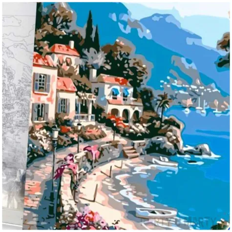 zestaw kreatywny do malowania po numerach morze wybrzeze obraz diy 50 x 40 cm