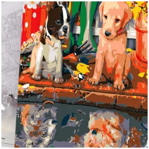 zestaw kreatywny do malowania po numerach szczeniaki obraz diy 40 x 30 cm