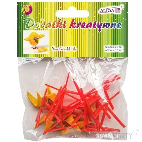 zestaw kreatywny dziobki i nozki czerwone i zolte aliga 16 8 szt