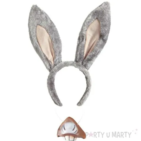 zestaw kroliczek opaska z noskiem szary widmann