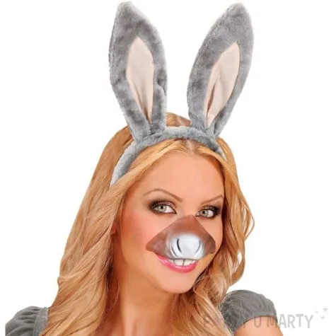 zestaw kroliczek opaska z noskiem szary widmann