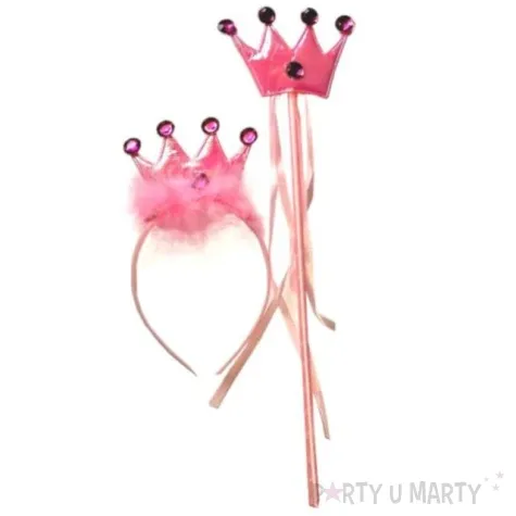 zestaw ksiezniczka diadem i rozdzka rozowy party tino