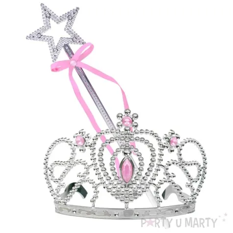 zestaw ksiezniczka diadem rozdzka rozowy jasny arpex