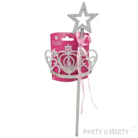 zestaw ksiezniczka diadem rozdzka rozowy jasny arpex