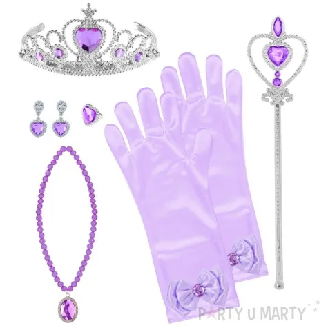 zestaw ksiezniczka rekawiczki tiara rozdzka naszyjnik i kolczyki fioletowy widmann