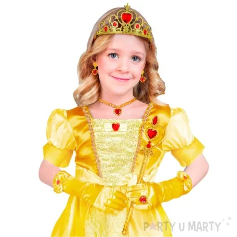 zestaw ksiezniczka rekawiczki tiara rozdzka naszyjnik i kolczyki zloty widmann