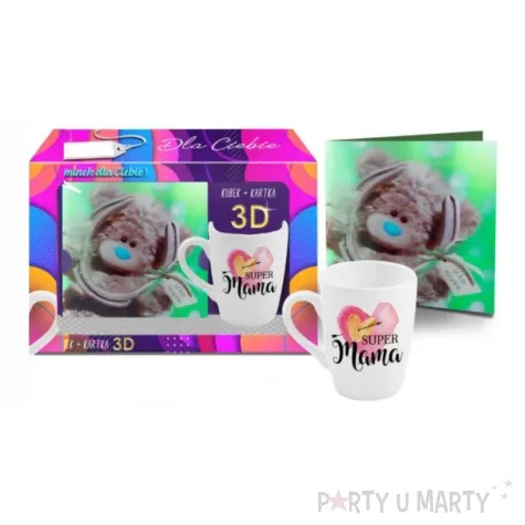 zestaw kubek kartka 3d super mama bgtech 300 ml