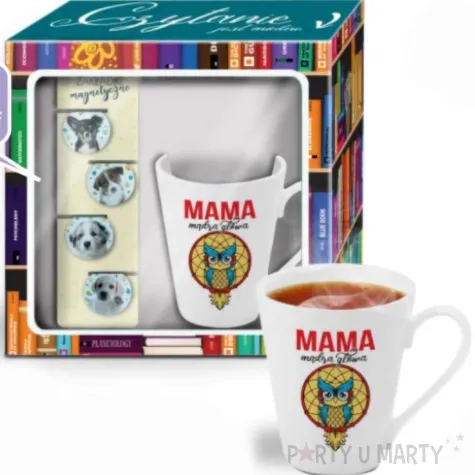 zestaw kubek zakladka magnetyczna mama madra glowa pieski bgtech 300 ml
