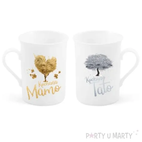 zestaw kubkow kochana mama kochany tato biale bgtech 290 ml