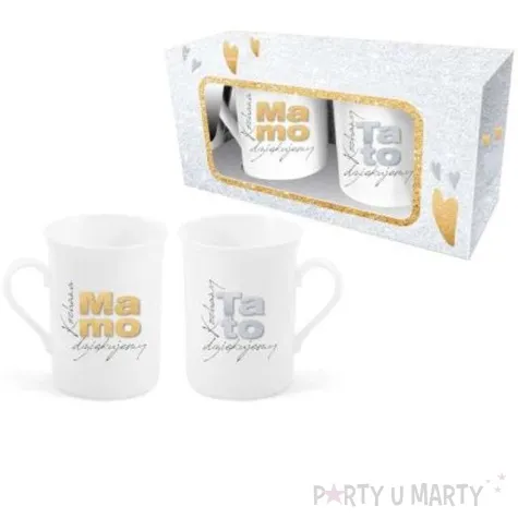 zestaw kubkow mamo tato dziekujemy zloto szary bgtech 290 ml