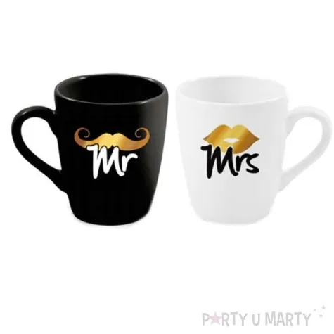 zestaw kubkow mr i mrs bialo czarny bgtech 300 ml