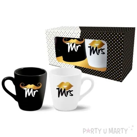 zestaw kubkow mr i mrs bialo czarny bgtech 300 ml