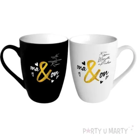 zestaw kubkow ona on czarny bialy bgtech 2 szt 300 ml