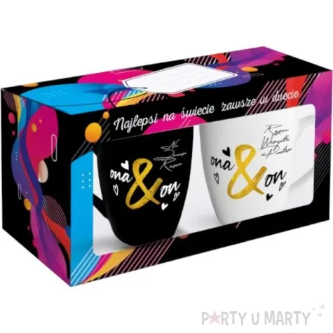 zestaw kubkow ona on czarny bialy bgtech 2 szt 300 ml